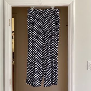 Palazzo style navy and white pants